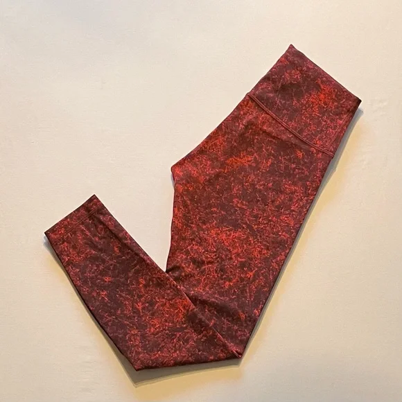 Lululemon Legging Womens 6 Wunder Train Denim Wash Autumn Red Black - Picture 3 of 10